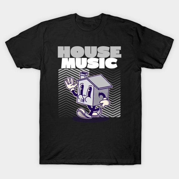 HOUSE MUSIC  - Character (grey) T-Shirt by DISCOTHREADZ 